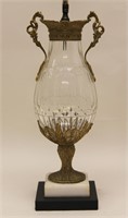 19c French Empire Cut Crystal & Dore Bronze Urn