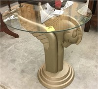 Round Glass Top Table w/Horse Head Base