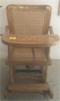 Oak Cane Seat & Back Rocker / High Chair