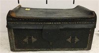 Beaded Leather Stage Coach Trunk Leather is Worn