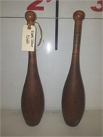 Pair of Solid Oak Indian Clubs