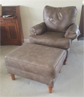 Leather Type Chair w/ Ottomon