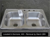 33" SS 2-COMPARTMENT DROP-IN SINK