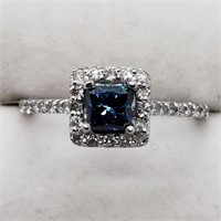 $4600 14K  Blue Dia(0.5ct) 30 Dia(0.3ct) Ring