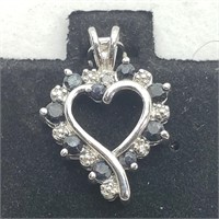 $150 Silver Sapphire 1 Diamond Pendant