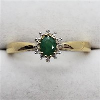 $200 Gold plated Sil Emerald Diamond Ring