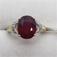 $200 Gold plated Sil Ruby Diamond Ring