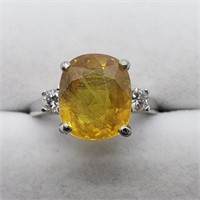 $7500 10K  Sapphire(6.5ct) Diamond(0.25ct) Ring
