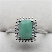 $120 Silver Emerald Diamond Ring