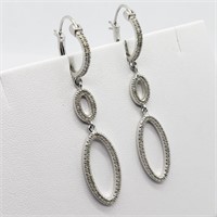 $700 Silver Diamond(0.75ct) Danglar Earrings