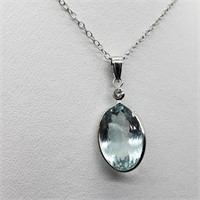 $2400 14K  Aquamarine(7.9ct) 1 Diamond Pendant