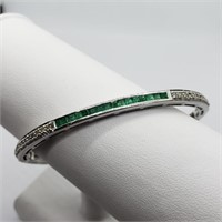 $2000 Silver Emerald(0.65ct) Diamond(0.5ct) Bracel