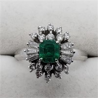 $6009  Emerald(0.56ct) Diamond(H,SI,0.56ct) Ring