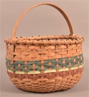 Antique Woven Splint Work Basket.