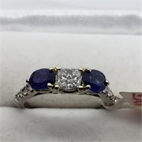 $5600 14K  Princess Diamond(0.36ct) Sapphire(0.65c