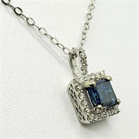 $6100 14K  Princess Blue Diamond(0.86ct) 23 Side D
