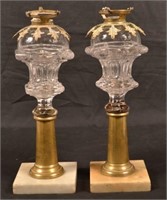 Two Antique Pedestal Fluid lamps.