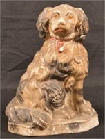 19th Century Hollow Cast Chalkware Dog Figure.