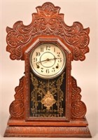 Ingraham Oak Case Gingerbread Shelf Clock.