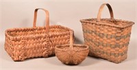 Three Various Antique Woven Splint Baskets.