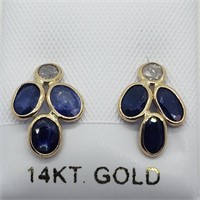 $1800 14K  Sapphire(1.5ct) Diamond(0.2ct) Earrings