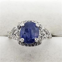 $12800 14K  Sapphire(3ct) 46 Diamonds(0.46ct) Ring