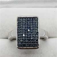 $1101 Silver Enhanced Blue Diamonds(0.75ct) Ring