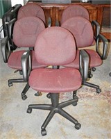 Five Fabric Covered Office Chairs