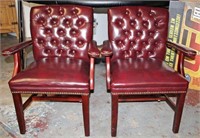 Office Chairs in Red Tufted Leather