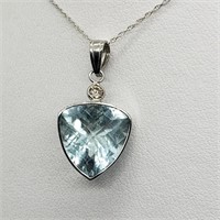 $2000 14K  Aquamarine Diamond Pendant