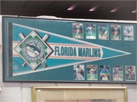 Framed Pennant & Team Cards - Florida Marlins