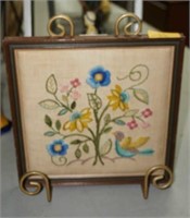 Needlepoint picture in frame