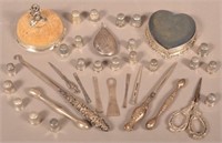 Lot of Sterling Thimbles and Sewing Items.