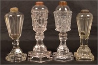 Four Antique Colorless Glass Fluid Lamps.