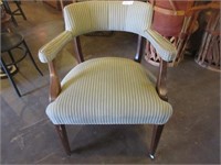 Striped Upholstered Chair on Castors