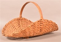 Antique Woven Oak Splint Kindling  Basket.