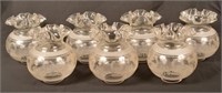 7 Torch & Wreath Pattern Glass Lamp Shades.