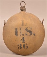 Civil War canteen having cover and stopper w/chain