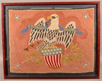 American Spread-wing Eagle Hooked Rug.
