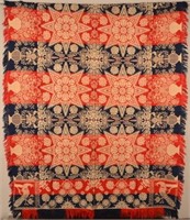 Mid 19th Century Woven Jacquard Coverlet.