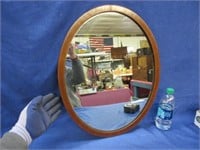 antique english inlaid oval mirror (17in x 21in)