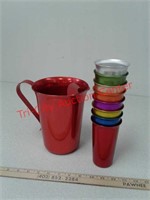 9 pc Vintage Color Craft aluminum pitcher and