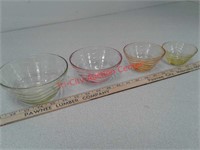 Set of 4 colored glass bowls