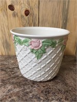 White floral Flower Pot - made in Italy