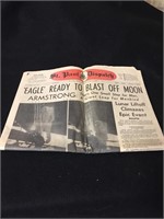 Newspaper "Moon Landing" dated Monday July 21, 69
