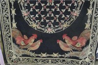 Lg Rooster Rug -little stained on Back -63 X 96