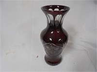 Ruby Red Cut Glass Vase
