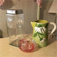 Bunny Dish, Glass Jar, & Pitcher