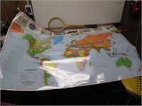 2005 Laminated World Map & Vintage