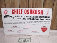 Vintage 1967 Chief Oshkosh Cardboard Beer